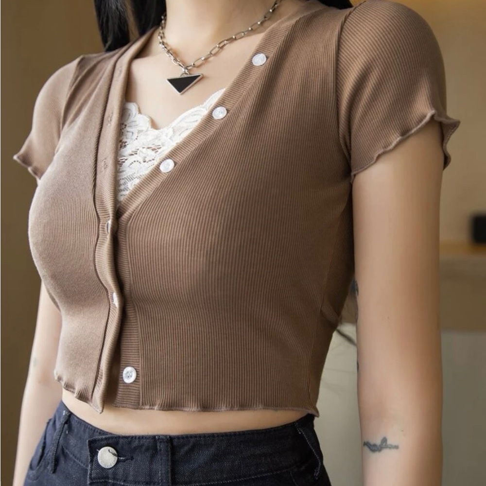 DAZY brown bralette shirt